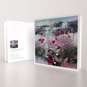 Papaveri del Perthshire in rosa / Scozia / Biglietto d'auguri artistico di qualità / Artista di paesaggi marini scozzesi / Messaggio vuoto / Occasione speciale