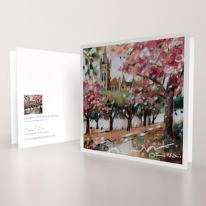 Università di Glasgow in primavera / Scozia / Biglietto di auguri di qualità artistica / Artista paesaggista scozzese / Messaggio vuoto / Occasione speciale