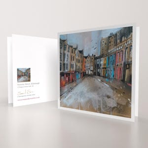 Victoria Street Edimburgo Scozia / Biglietto d'auguri artistico di qualità / Artista di paesaggi marini scozzesi / Messaggio vuoto / Occasione speciale
