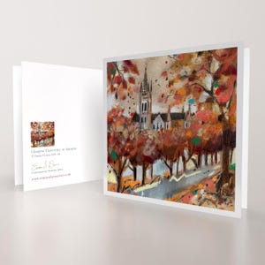 Università di Glasgow in autunno / Scozia / Biglietto d'auguri di qualità artistica / Artista paesaggista scozzese / Messaggio vuoto / Occasione speciale