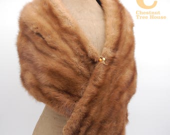 Women's Authentic Mink Fur Shawl Wrap – Vintage Luxury Accessory
