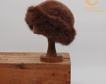 Vintage Genuine Rabbit Coney Fur Winter Hat Head Piece Sheered with Fur Trim