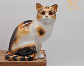 Large Staffordshire Pottery Just Cats & Co Cat Figurine Tortoiseshell Sitting Kitty