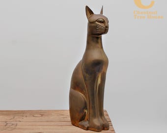 Large Vintage Brass Gayer-Anderson Style Cat Egyptian Sphynx
