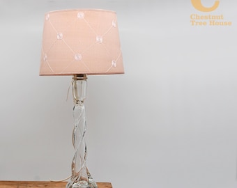 Vintage Laura Ashley Elly Table Lamp and Blush Pink Shade Glass XL Base