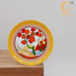 Vintage Clarice Cliff Bizarre Bridgewater 8 tums displaytallrik Wedgwood samlarobjekt