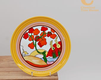 Prato decorativo vintage Clarice Cliff Bizarre Bridgewater de 20 cm (8 polegadas) da Wedgwood - Item de colecionador
