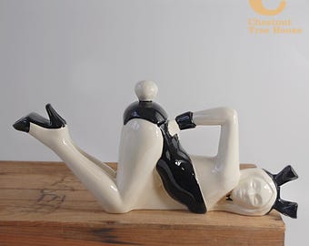 Rare Vintage Playboy Bunny Girl Teapot Large Foxfield Ceramics 1984