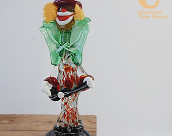 Kitsch Vintage Murano Glass Funny Clown Italian Art Glass MCM Large