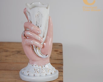 French Art Deco 'Hand' Vase of Opaline 1930s
