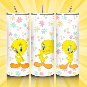 Envoltorio de vaso Tweety Bird de 20 oz, regalo, diseño de vaso, caricatura, Looney Tunes, Piolín, cumpleaños.