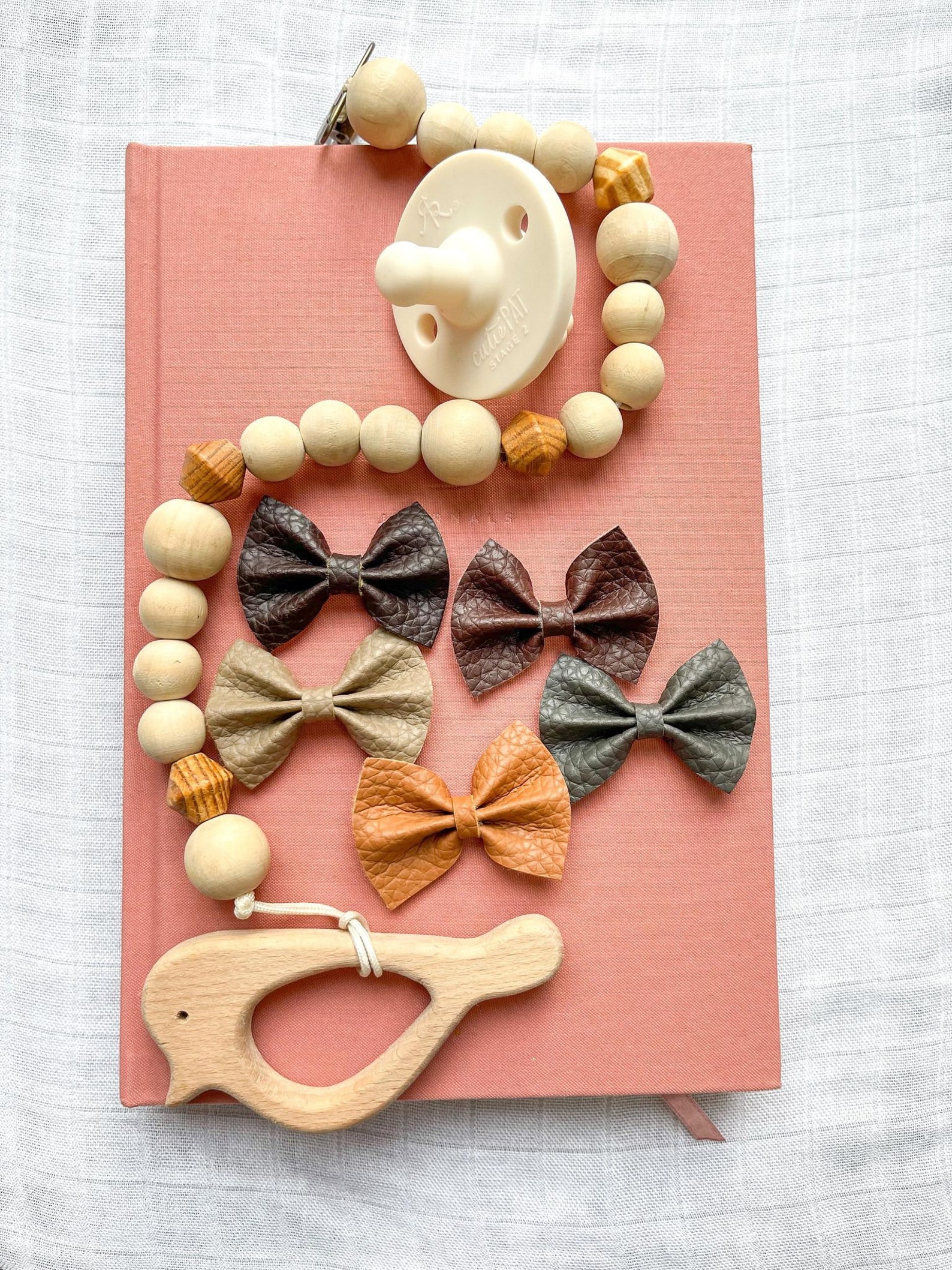 Newborn Bow Set 5 Faux Leather Hair Bows Cinched Hair Bows Etsy