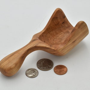 Curvy And Uniquely Designed Wooden Scoop, Handmade From Black Cherry, For Any Ingredient. Holds 3 Tablespoons And Is 5.5 Inches Long