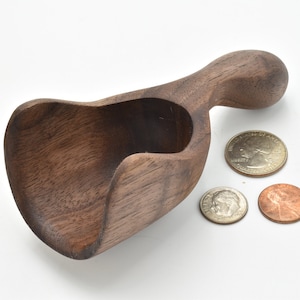Hand Carved And Fun Shaped Coffee Or Any Ingredient Scoop, Made From Black Walnut, 4.75 Inches Long And Holds 3 Tablespoons