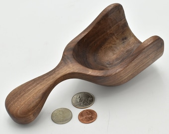 Black Walnut Scoop, Lots Of Curves And Style! A Scoop For Coffee, Bird Seed Or Any Ingredient, 6.25 Inches, And Holds 1/2 Cup