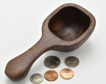 Large Coffee Scoop Handmade From Black Walnut.  Nice Square Bowl Shape. 5.75-Inches Long And Holds 1/4 Cup