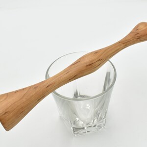 Wooden Muddler, Hand Carved, Not Turned On A Lathe, Unique Oval Crusher, 10-Inches Long