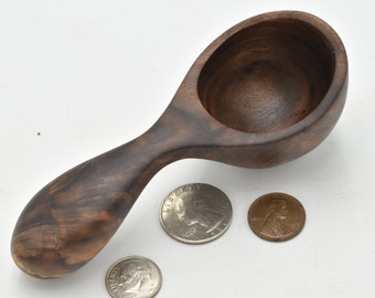 Coffee Scoop, Beautiful Handle, Holds 2 Tbps, Hand Carved From Black Walnut, One Of A Kind!
