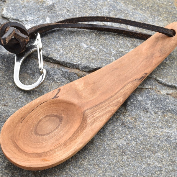 Wooden Nordic Style Camping Spoon, Hand Carved, With Lanyard, Holds 1.5 Heaping Tablespoons
