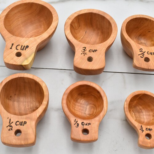 Hand Carved Measuring Cups. Made From Black Cherry. Warm Grain Etsy