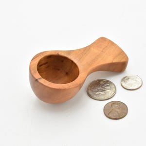 Compact Hand Carved Coffee Scoop, Functional Design. Made From Black Cherry. It Is 3 1/2 Inches Long And Holds 1 1/3 Tablespoon