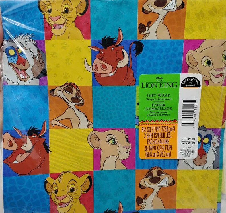 90s Vintage Disney Gift Wrap Wrapping Paper Lion King Etsy