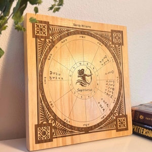 Custom Engraved Astrology Birth Chart Art + Digital interpretation- Personalized Wood Natal Chart- Unique Zodiac Gift- Astrology Wall Decor