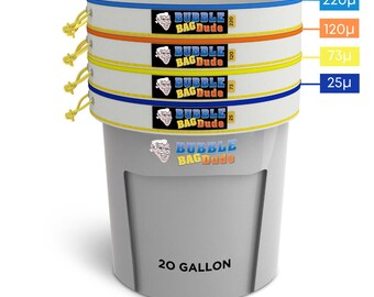 BUBBLEBAGDUDE Bubble Bags - Set di 5 sacchetti per estrazione essenze di ghiaccio alle erbe, con schermo da 25,4 x 25,4 cm (25 micron) e custodia