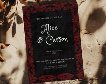Gothic Wedding Invitation: Edgar Allan Poe Raven Theme (Digital Download Canva Template