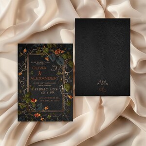 Enchanted Midnight Blooms Gothic Wedding Invitation Template: Dark Floral, Moody Romance image 2