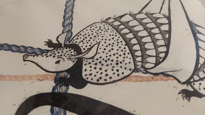 Dillo Dangle Original Woodcut Print - Etsy