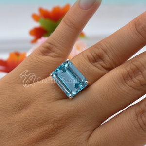 Bold Aquamarine Ring, Aquamarine Statement Ring, 14k Gold Vermeil , March Birthstone, Horizontal Stone, Handmade Ring, Women Ring, Gift Her
