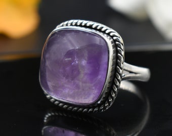 Amethyst Ring, 925 Sterling Silver, Cushion Amethyst Ring, Purple Amethyst, February Birthstone, Christmas Gift, Holiday Sale, Cyber Monday