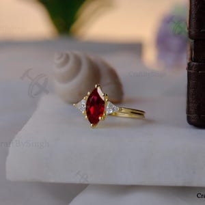 Marquise Rubin Solitär Verlobungsring 6x12 Benutzerdefinierte Versprechen Ring Juli Birthstone Schmuck Reich Roter Edelstein Ring Vorschlag Geschenk für Sie