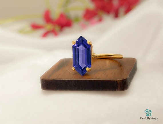 Anello Trillion Tanzanite: Argento Sterling 925, Pietra Preziosa Coltivata In Laboratorio - Italia - Foto 6