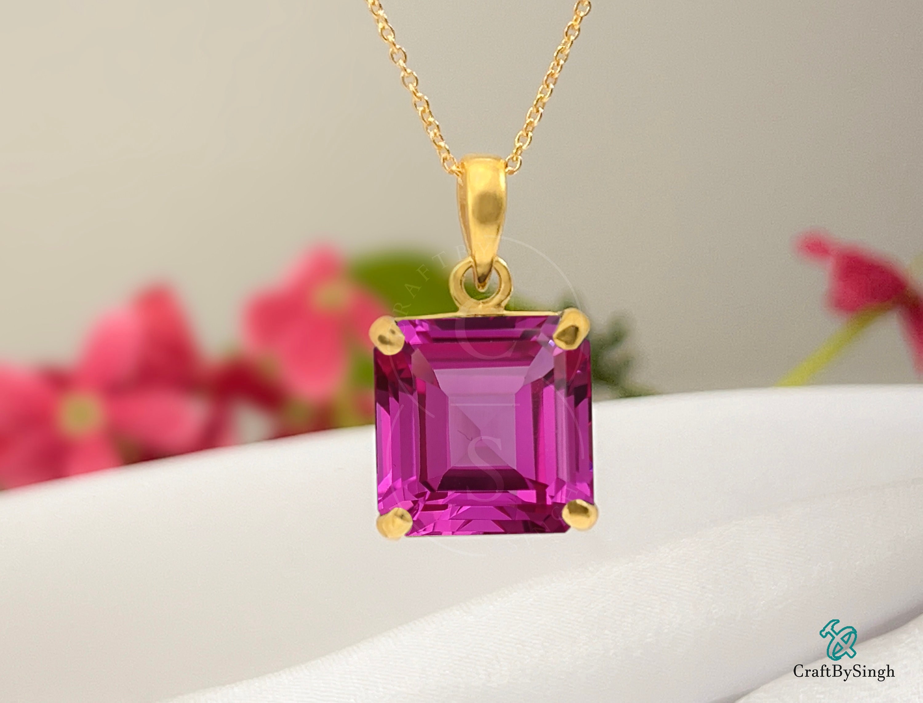Ciondolo in argento 925 con tormalina rosa fatto a mano: gioielli con pietre preziose rilassanti - Italia
