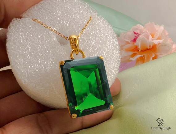 Buy Tsavorite Garnet Emerald Cut Pendant Necklace Green Crystal