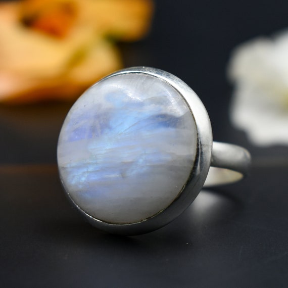 Amazon.com: Rainbow Moonstone Ring, Blue Fire Moonstone Ring, Natural Moonstone  Ring, Oval Moonstone Ring, Sterling Silver Ring, Handmade Ring, Gift Her  (3.75) : Handmade Products