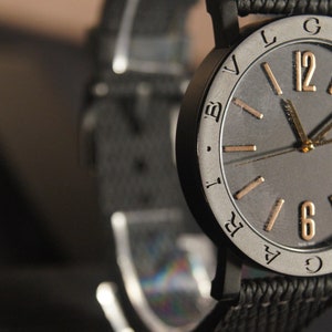 Bulgari Solotempo Black ref 102929 automatic graphite, full set, box, document and two straps.