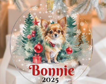 Long Haired Chihuahua Ornament, Personalized Puppy First Christmas Ornament, Dogs First Christmas Ornament, Chihuahua Mom Gift