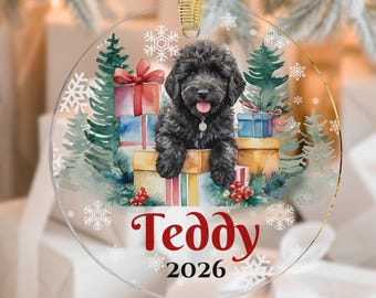 Personalized Black Golden Doodle Puppy First Christmas Ornament, Dogs First Christmas Ornament, Doodle Mom Gift, Doodle Christmas Ornament