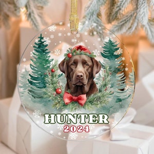 Personalized Chocolate Lab Ornament, Labrador Retriever Dog Name Christmas Ornament, Chocolate Lab Mom Gifts, Custom Dog Keepsake