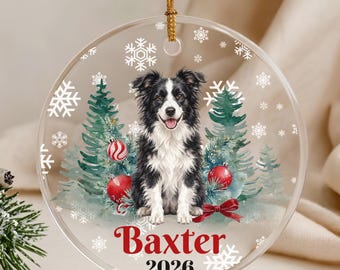 Personalized Border Collie Christmas Ornament, Border Collie Gifts, Custom Collie Christmas Decor