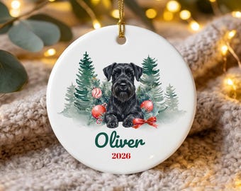 Personalized Black Schnauzer Christmas Ornament, New Dog Name Ornament, Standard Schnauzer Mom Gift, Custom Dog Ornament