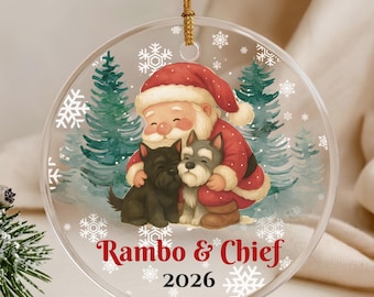 Personalized Two Schnauzer Dogs Christmas Ornament, Custom Schnauzer Ornament, 2 Dog Christmas Tree Keepsake, Schnauzer Mom Gift