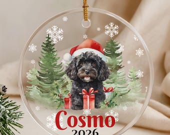 Personalized Black Cockapoo Christmas Ornament, Custom Cockapoo Ornament, Black Cockapoo Gift, Cockapoo Mom Gift, Dog Christmas Keepsake