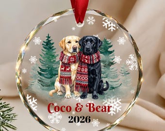 Custom Yellow Lab and Black Lab Ornament, Personalized Two Labrador Christmas Ornament, Lab Retriever Couple Gift, Dog Lover Keepsake 2026