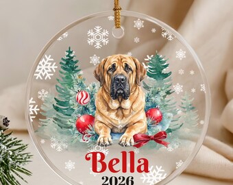 English Mastiff Christmas Ornament, Personalized Mastiff Ornament, Custom Dog Name Keepsake, Mastiff Owner Gift, Dog Lover Christmas Gift