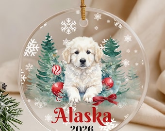 Personalized Great Pyrenees Ornament, Custom Great Pyrenees Christmas Gift, Great Pyrenees Puppy Gift, Pyr Mom Gift, Dog Keepsake