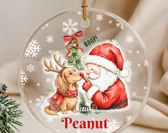 Personalized Dachshund Christmas Ornament, Boop Dog Ornament, Custom Dog Name Ornament, Wiener Dog Christmas Decor, Doxie Lover Gift